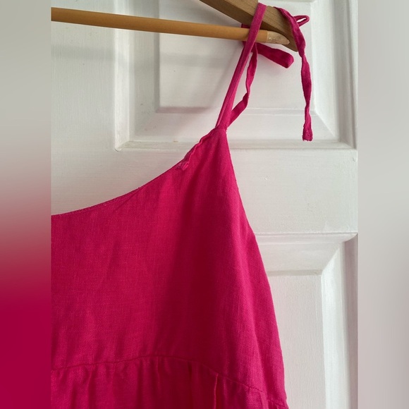 Zara Hot Pink Linen Sundress Size M - Picture 3 of 6